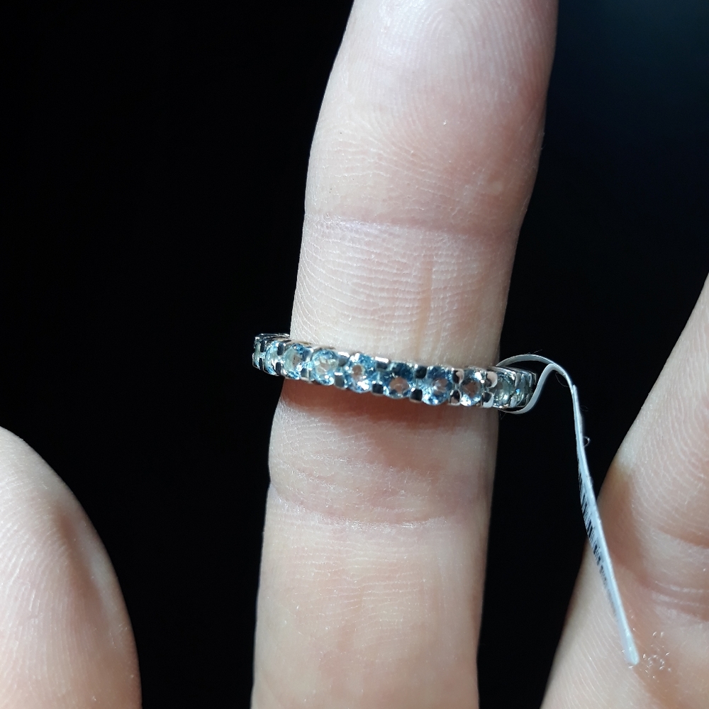 Natural Aquamarine Eternity Band: Unisex F10 - Picture 2 of 2